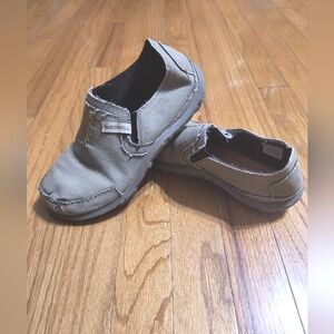 Merrell slip on shoes, size 5, tan/gray